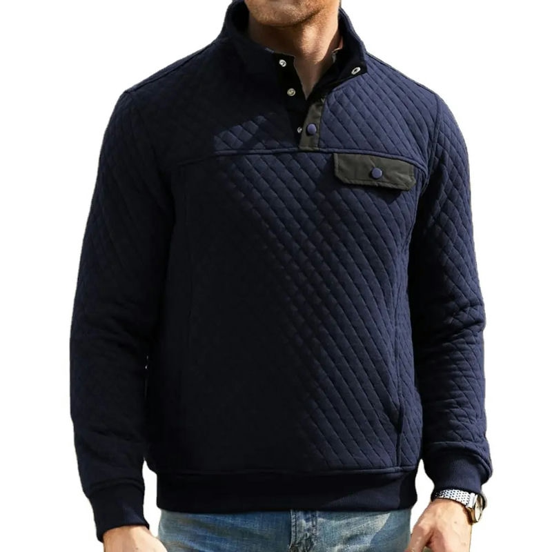 Outdoor Stand Collar Button Pullover Sweatshirts