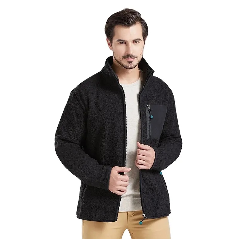 Customize Thick Full Zip Mens Sherpa Fleece Jacket