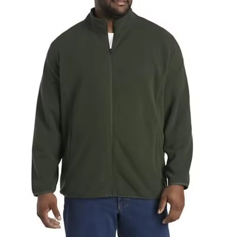 Solid Color Men Full-zip Polar Fleece Jacket