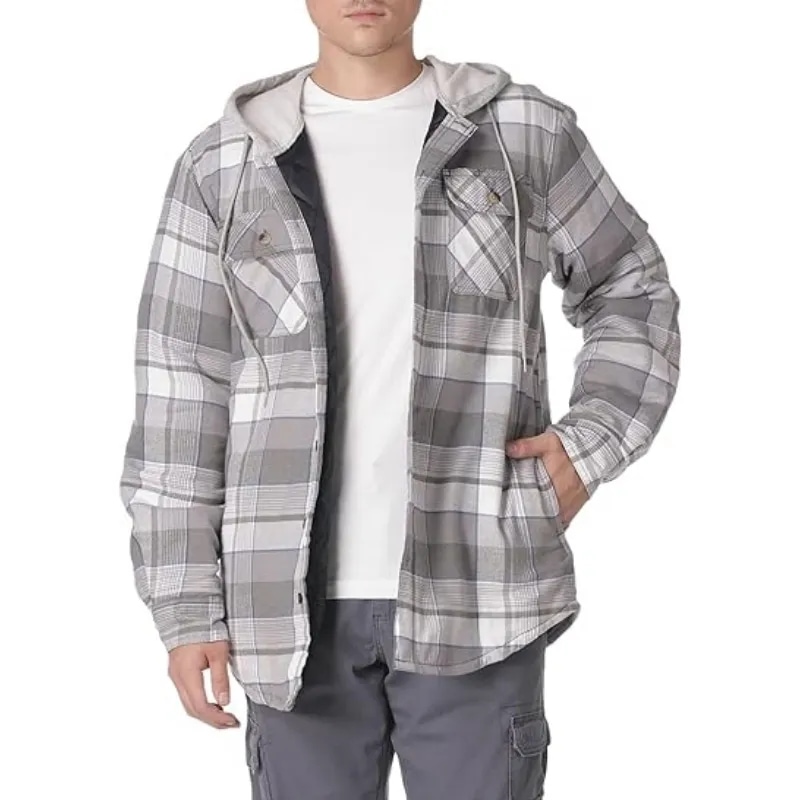 Flannel Shirt Jacket With Hood For Men