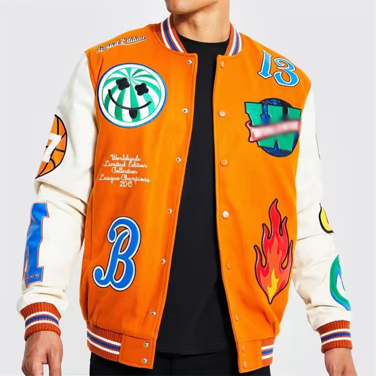 Wholesale Baseball Letterman Jackets Men Custom Logo Embroidery