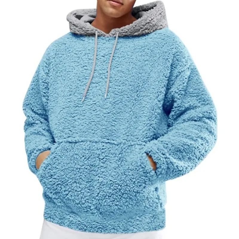 Mens Sherpa Pullover Hoodie Sweatshirts