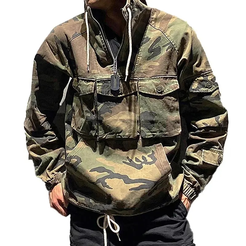 Custom Multi pocket Camo Pullover Hoodie