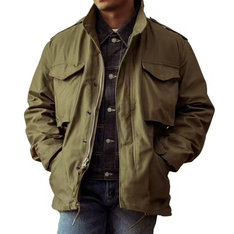 Custom Logo  Zipper Up Men Cargo Jackets