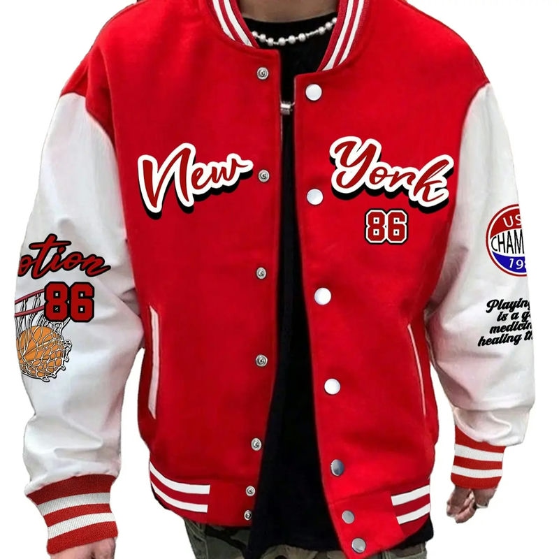 Wholesale Plus Size Mens Bomber Baseball Jacket