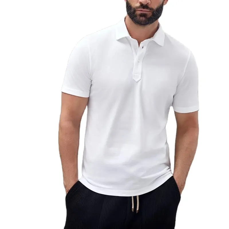 Men Short Streetwear Polo Shirts Custom Design Plain White Black Golf Tshirt