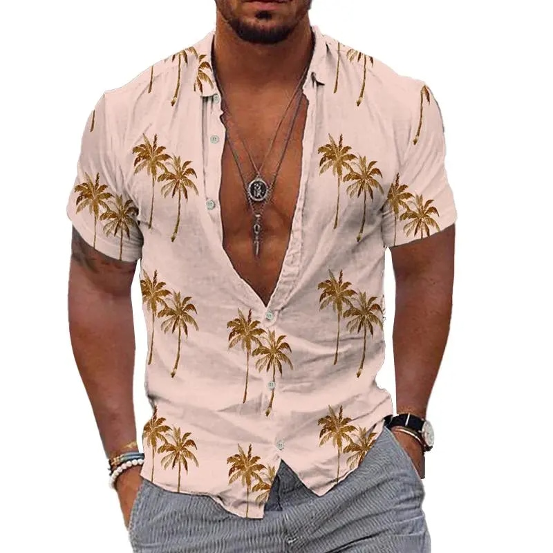 Custom Digital Print Mens Shirt Clothes Casual Short Sleeve Hawaiian Party Shirt