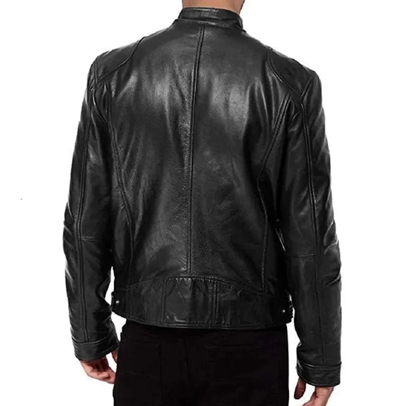 Casual Motorcycle Leather Jacket Men