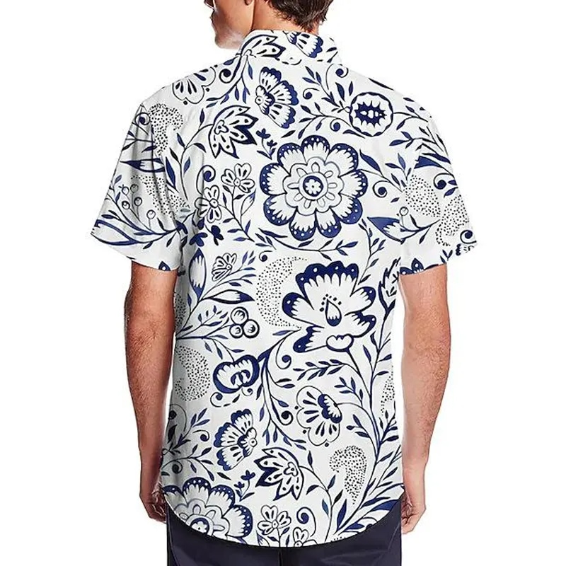 Custom Design Beach Men Shirt Spring Summer Short Sleeve Shirt