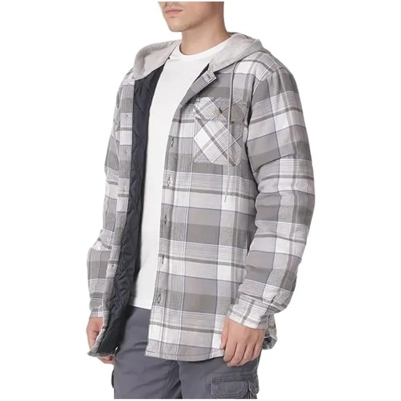 Flannel Shirt Jacket With Hood For Men