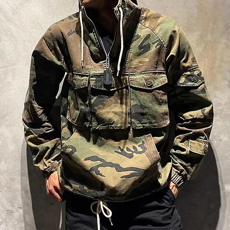 Custom Multi pocket Camo Pullover Hoodie