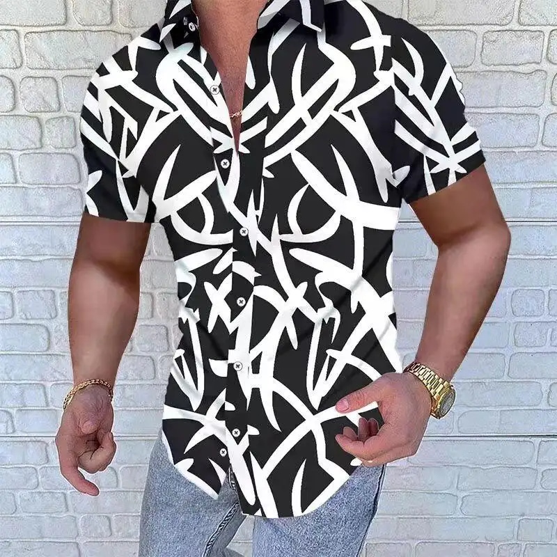 Fashion Men Shirt OEM Printed Short Sleeve Hawaiian Beach Shirt