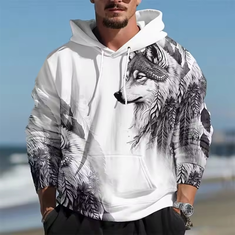 Pullover Wolf 3D All Over Print Long Sleeve Hoodie