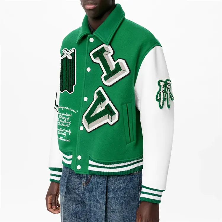 Custom Patch Embroidery Striped Varsity Jacket